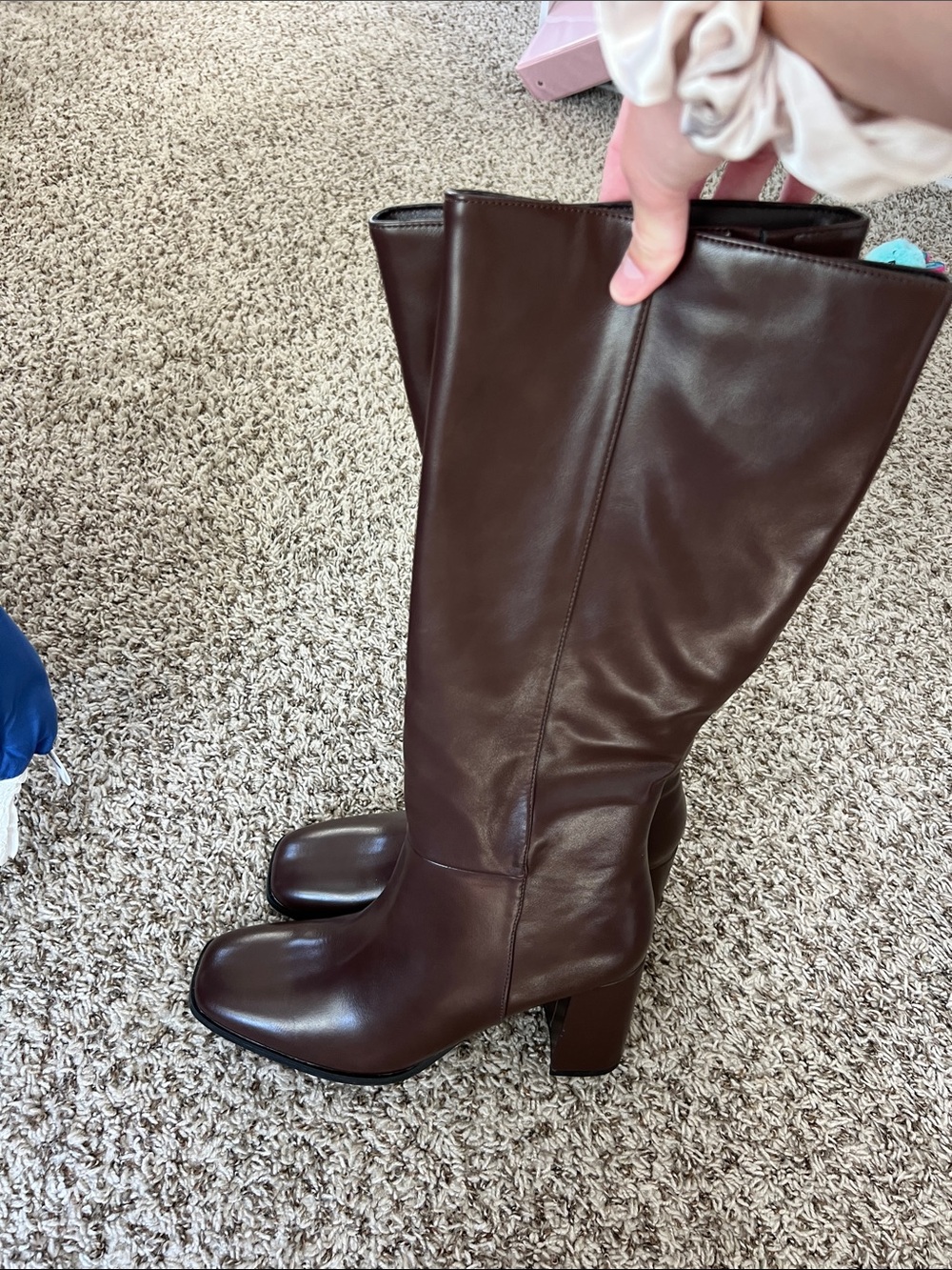 Amazon Women's Tall Dark Brown Leather Block Heel Boots